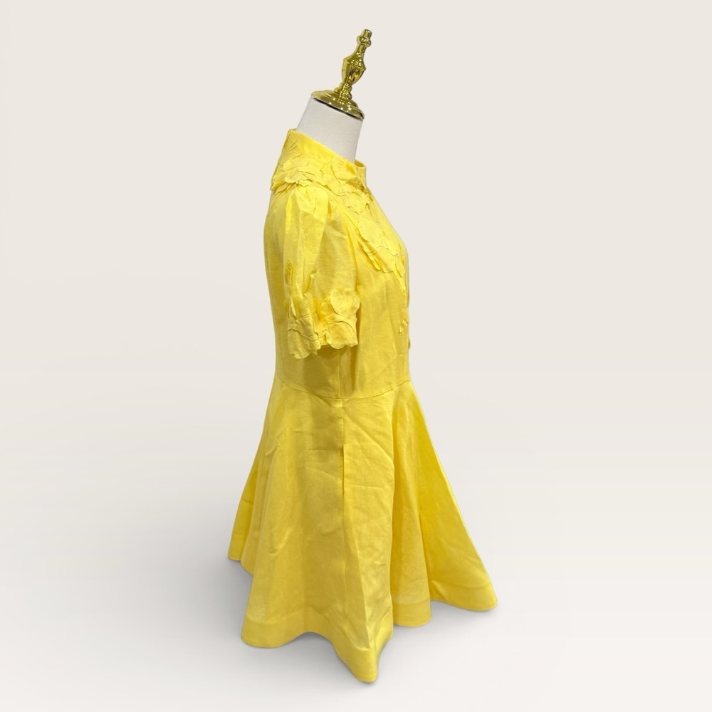 Antonio Melani Iris Linen Blend Floral Appliqué Mockneck Dress Sunshine Yellow - Picture 14 of 16
